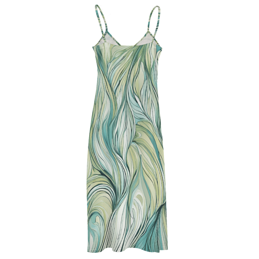 Green Flow Women's Summer Fashion Maxi Slip Dress