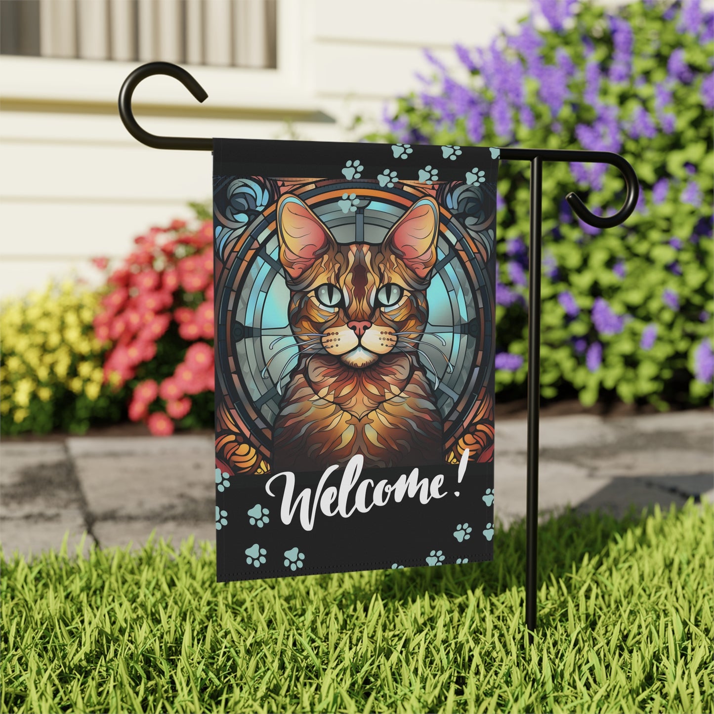 Bengal Welcome Stained Glass Look 2-Sided Garde Banner