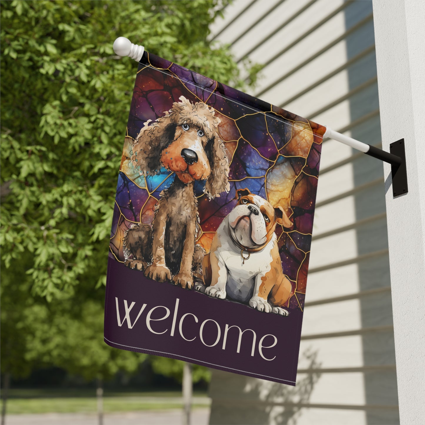 Dog Friends Welcome 2-Sided Garden & House Flag/Banner