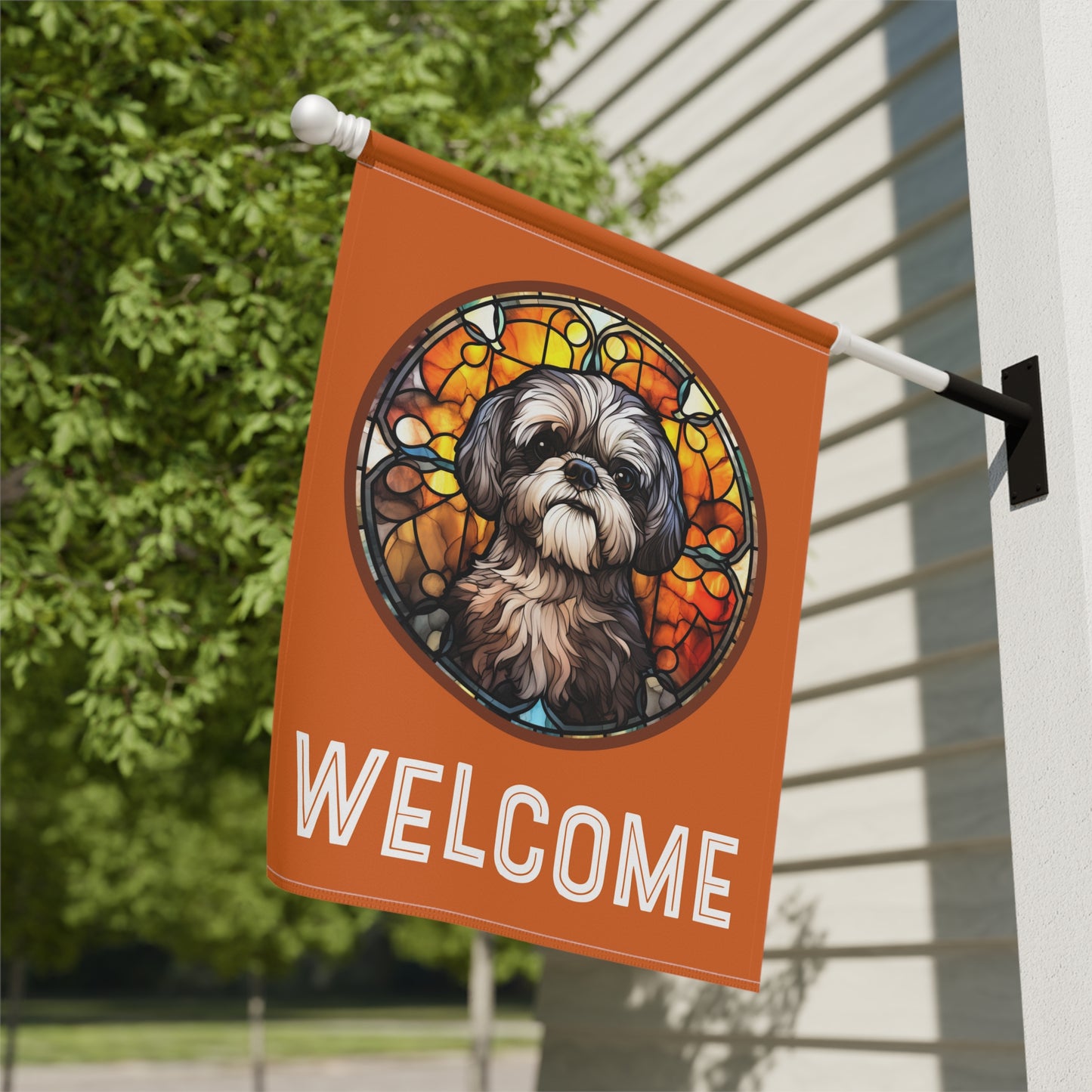 Lhasa Apso Welcome 2-Sided Garden & House Flag/Banner