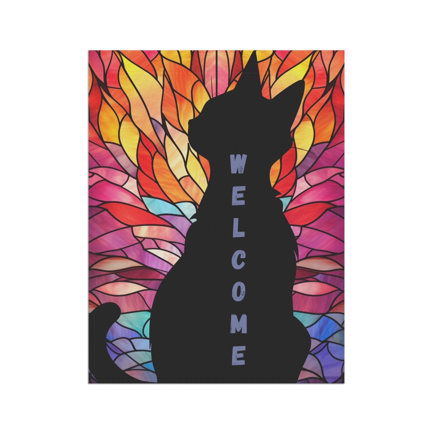 Black Cat Welcome 2-Sided Garden & House Flag/Banner