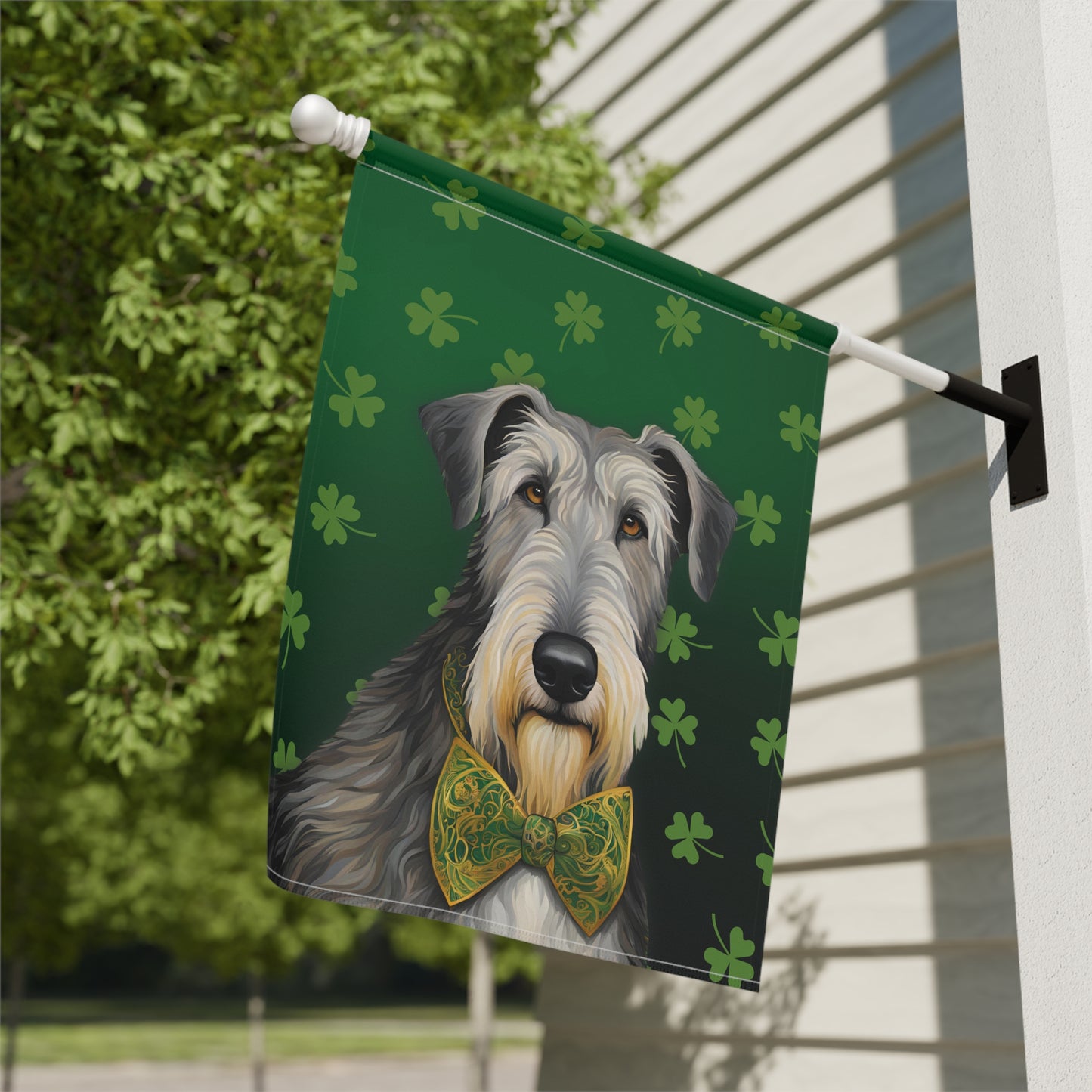 Irish Wolfhound St. Patrick's Day 2-Sided Garden & House Flag/Banner