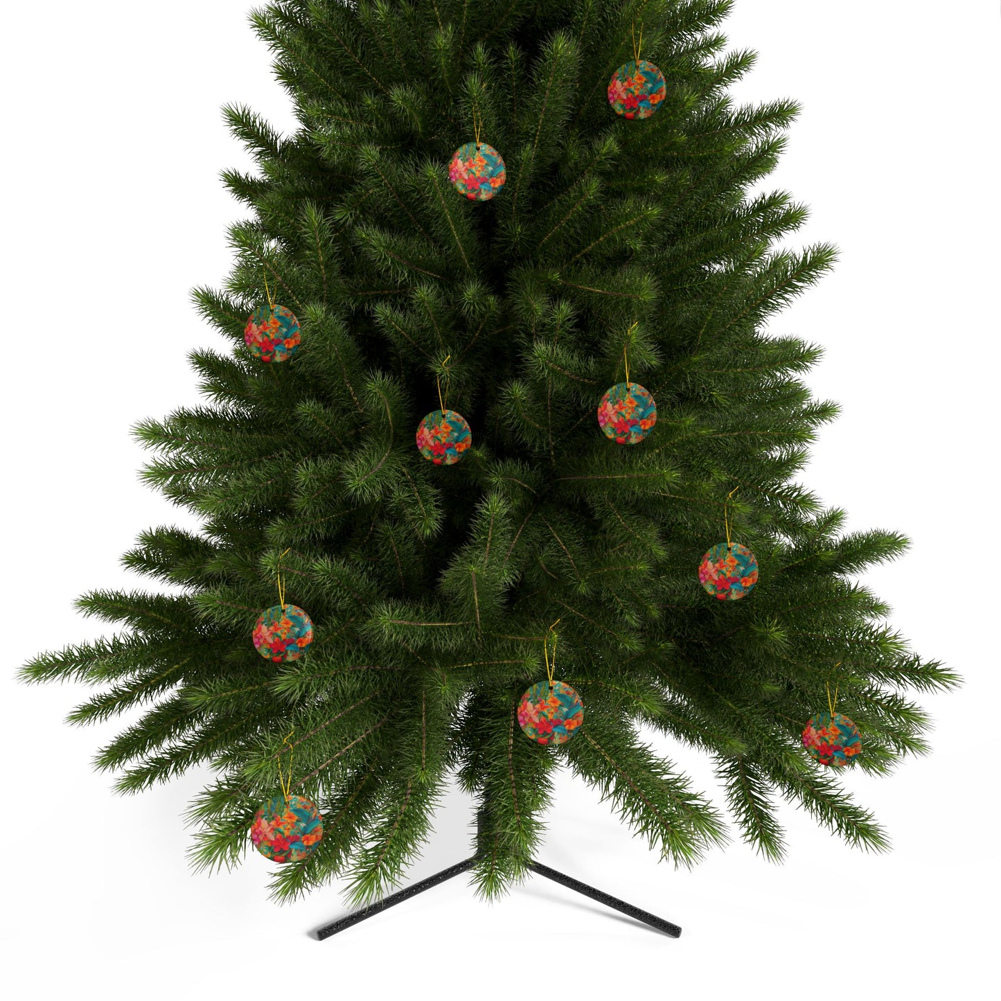 Aruba Floral 3" Ceramic Ornaments, 2-Side Print, (1pc, 10pcs)