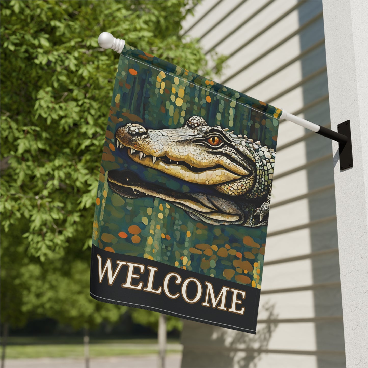 Alligator Welcome 2-Sided Garden & House Flag/Banner