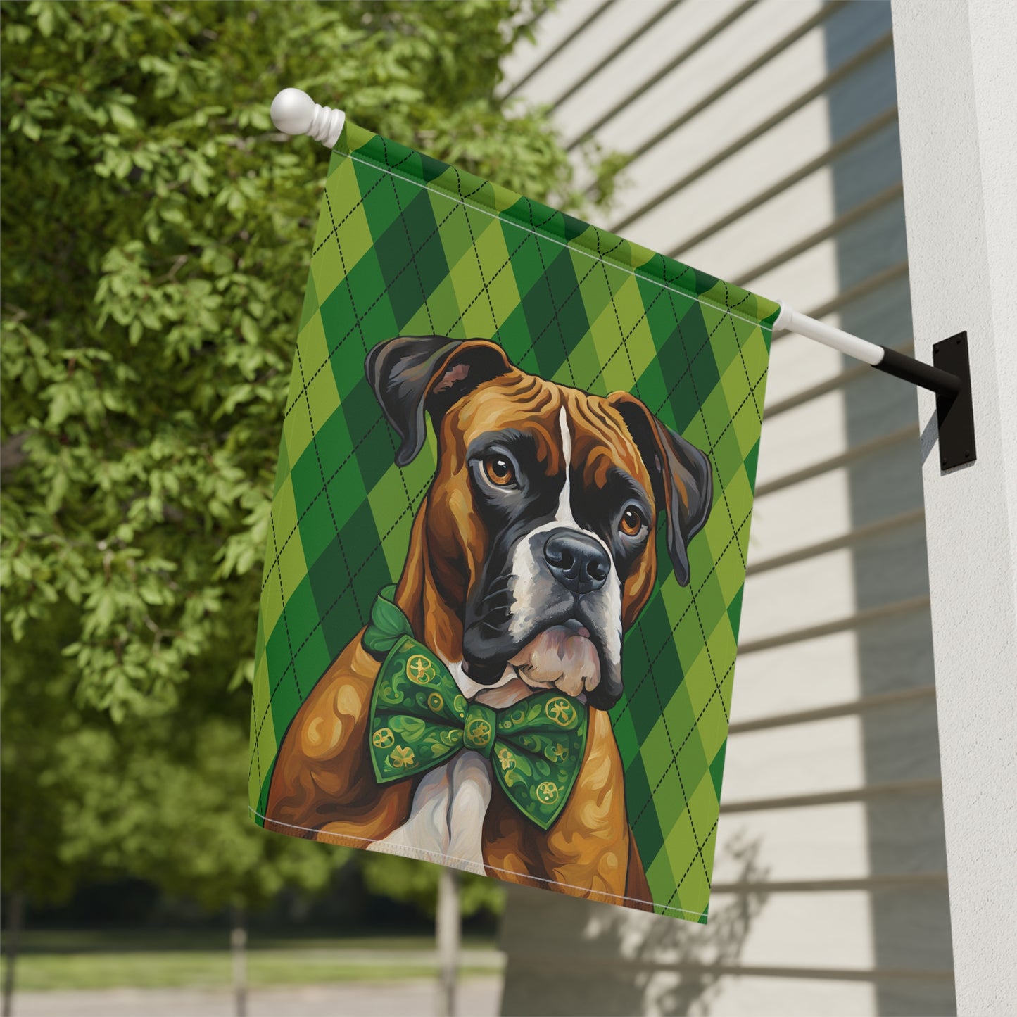 Boxer St. Patrick's Day 2-Sided Garden & House Flag/Banner