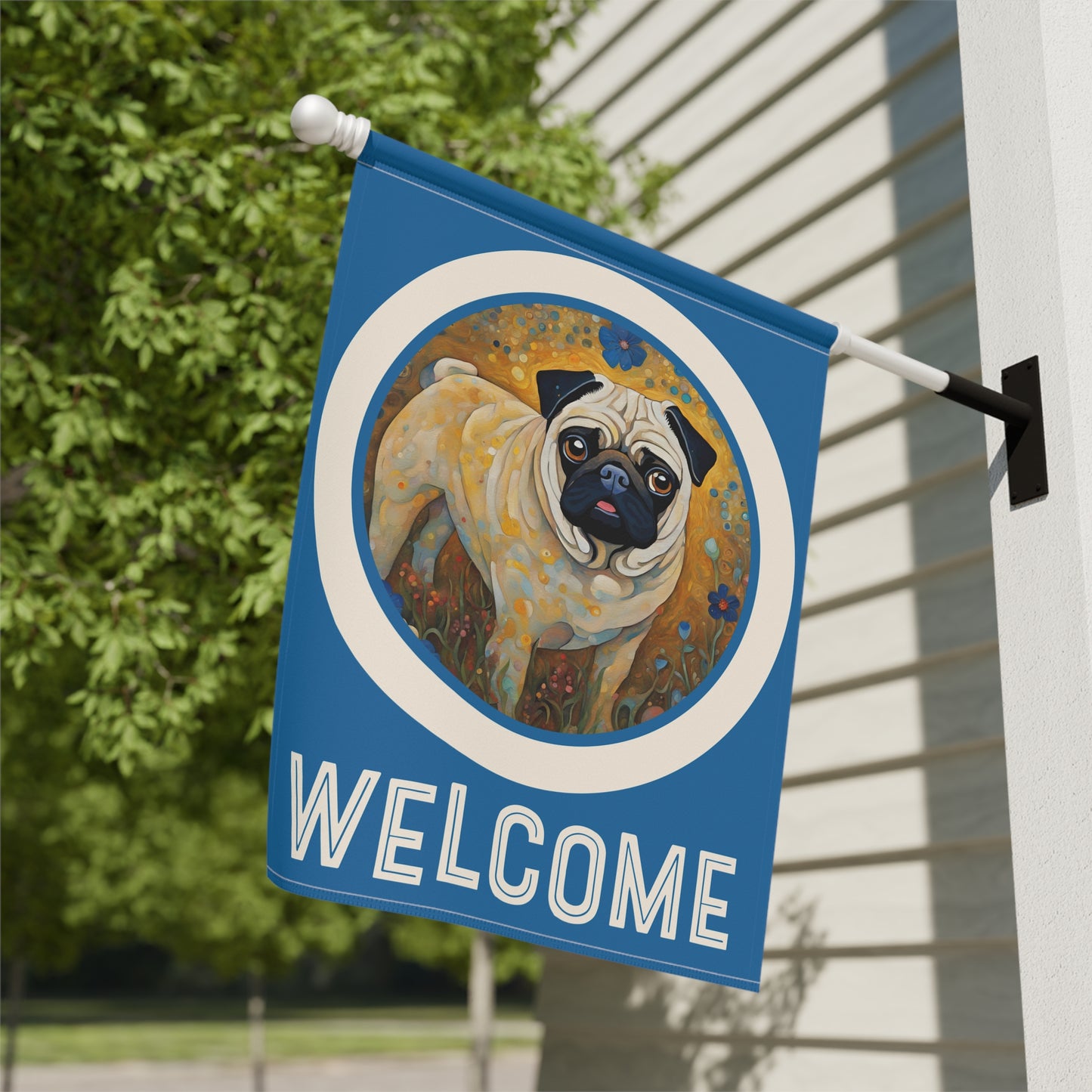 Pug Welcome 2-Sided Garden & House Flag/Banner