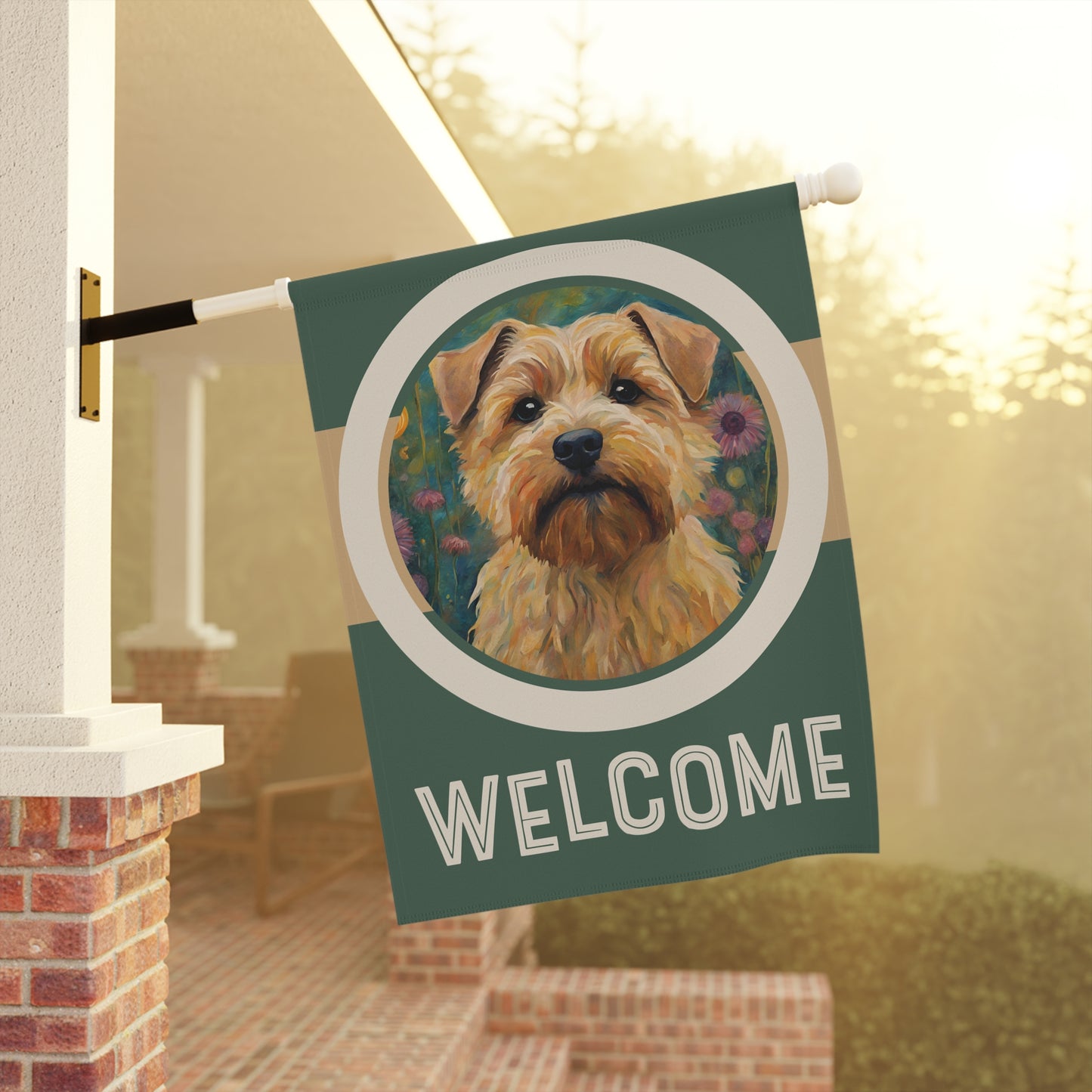 Norwegian Elkhound Welcome 2-Sided Garden & House Flag/Banner