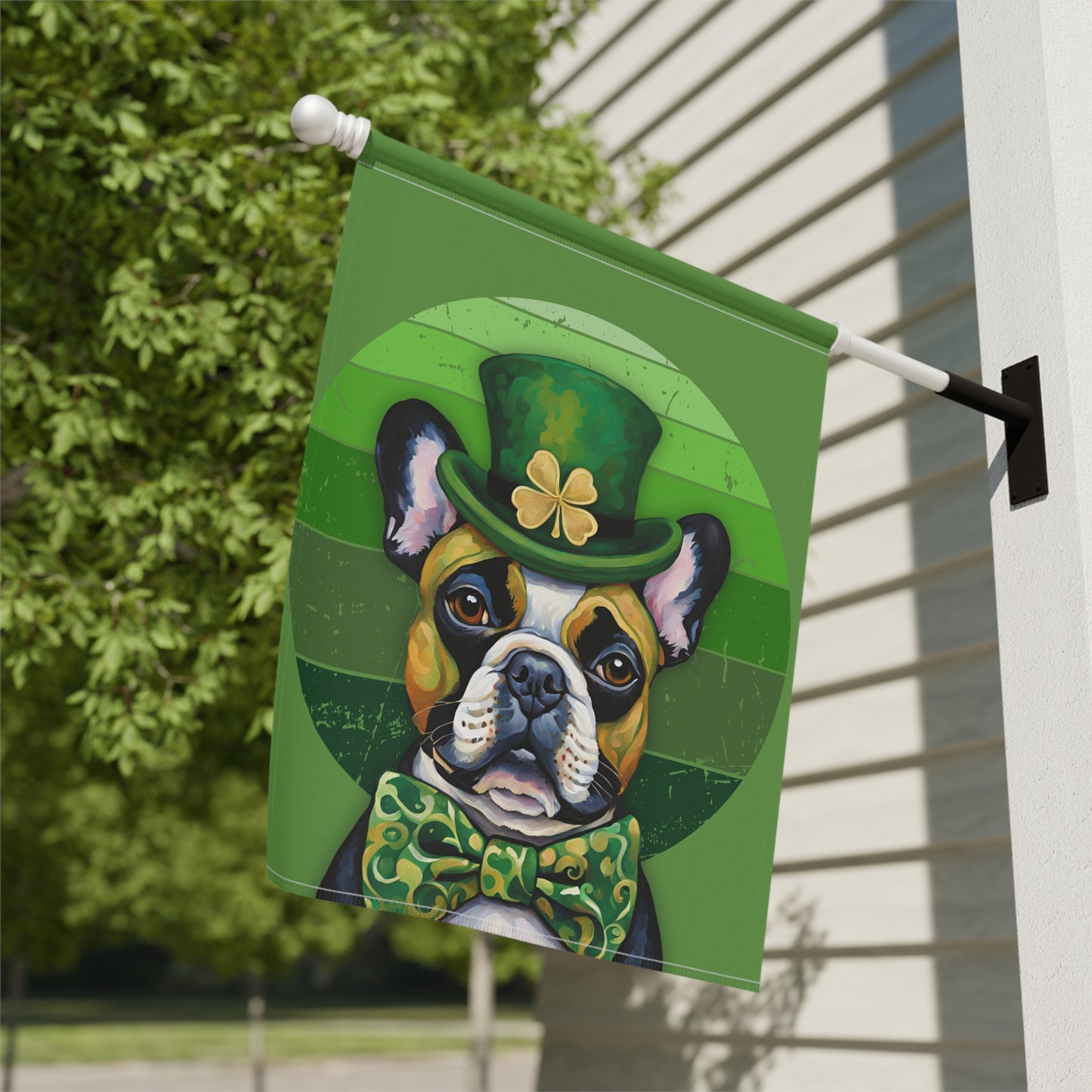 French Bulldog St. Patrick's Day 2-Sided Garden & House Flag/Banner