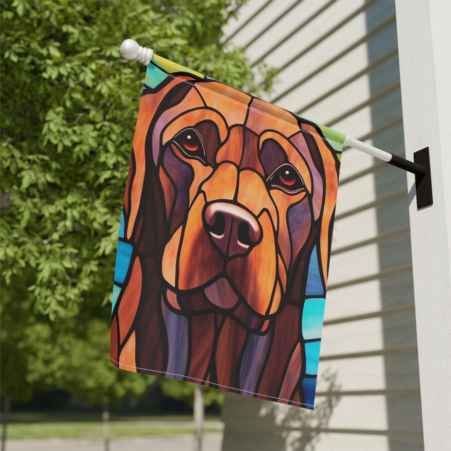 Chocolate Labrador Face Stained Glass Lab 2-Sided Garden & House Flag/Banner