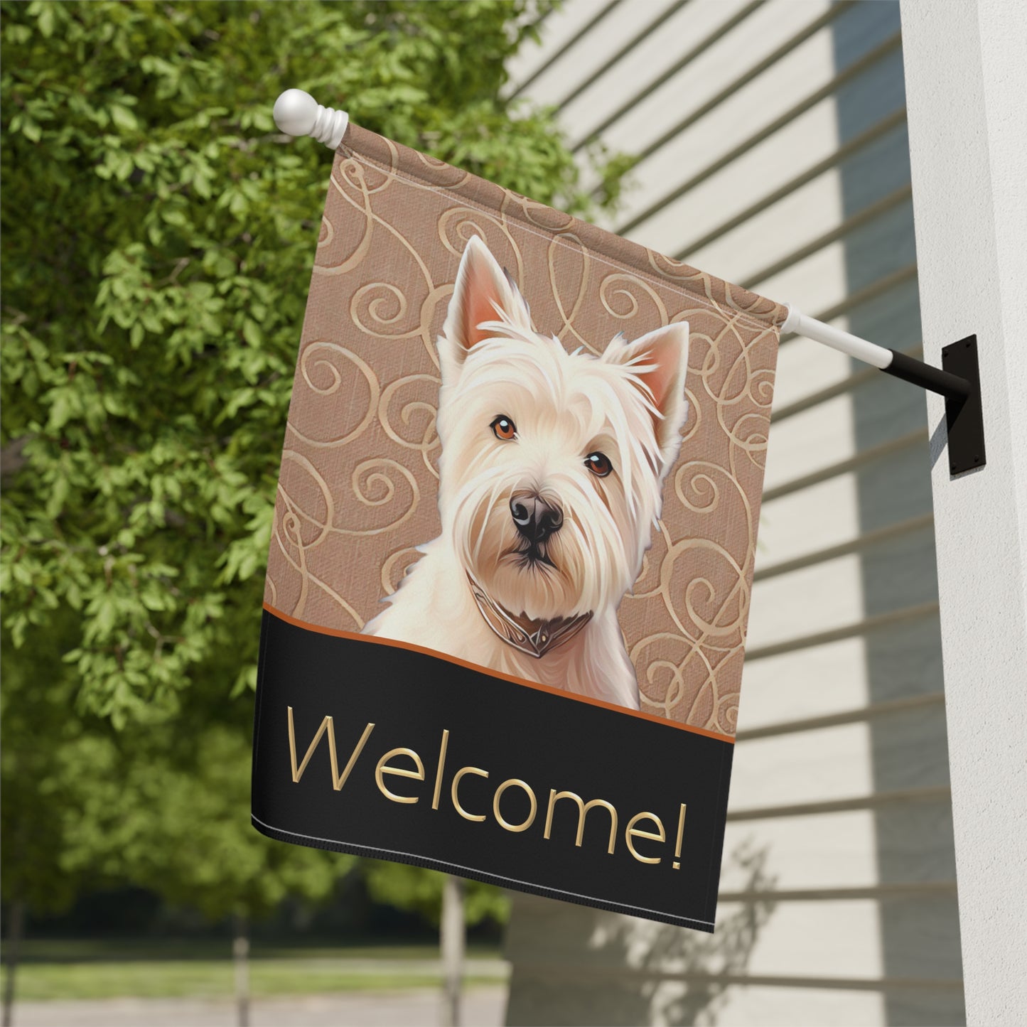 West Highland Terrier Westie Welcome 2-Sided Garden & House Flag/Banner
