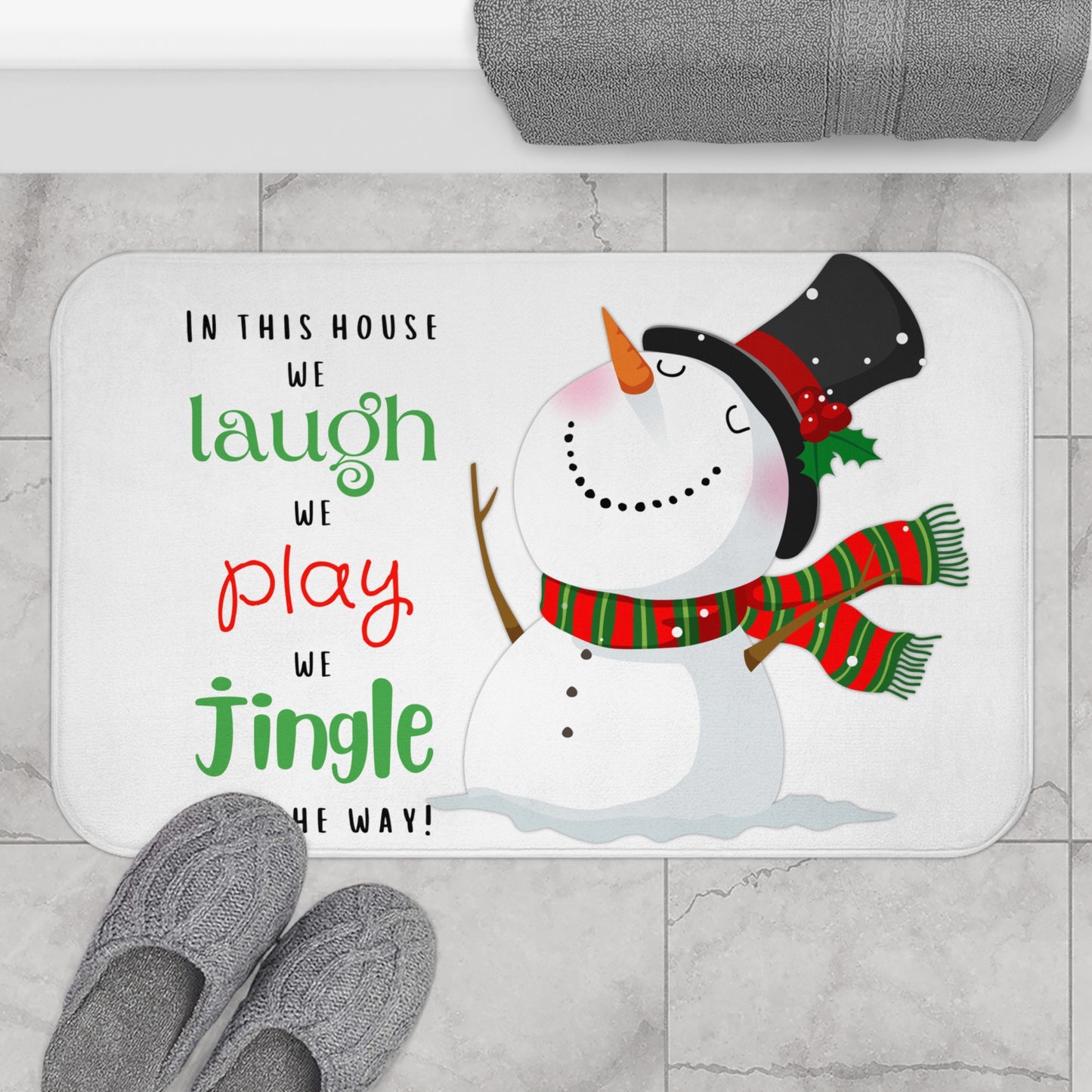 Laugh Play Jingle Snowman Microfiber Bath Mat