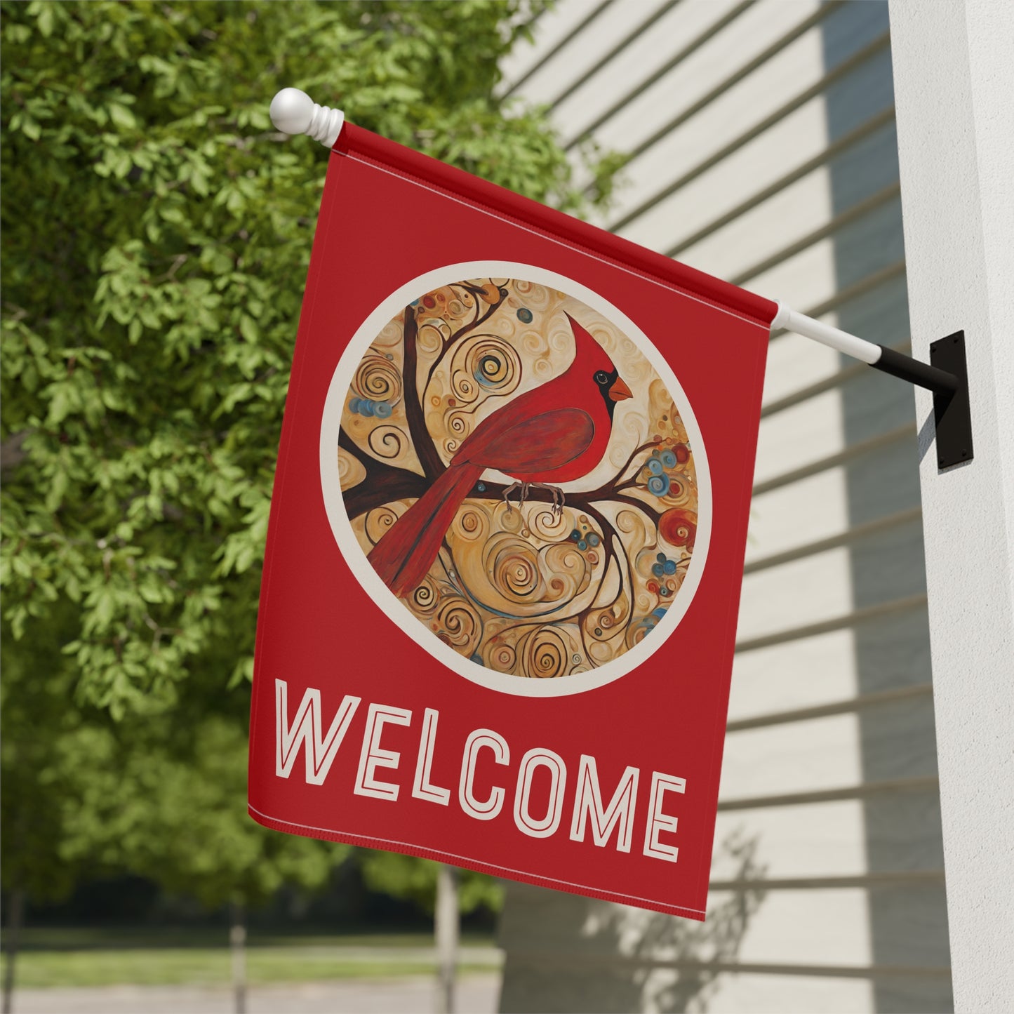 Red Cardinal Welcome 2-Sided Garden & House Flag/Banner