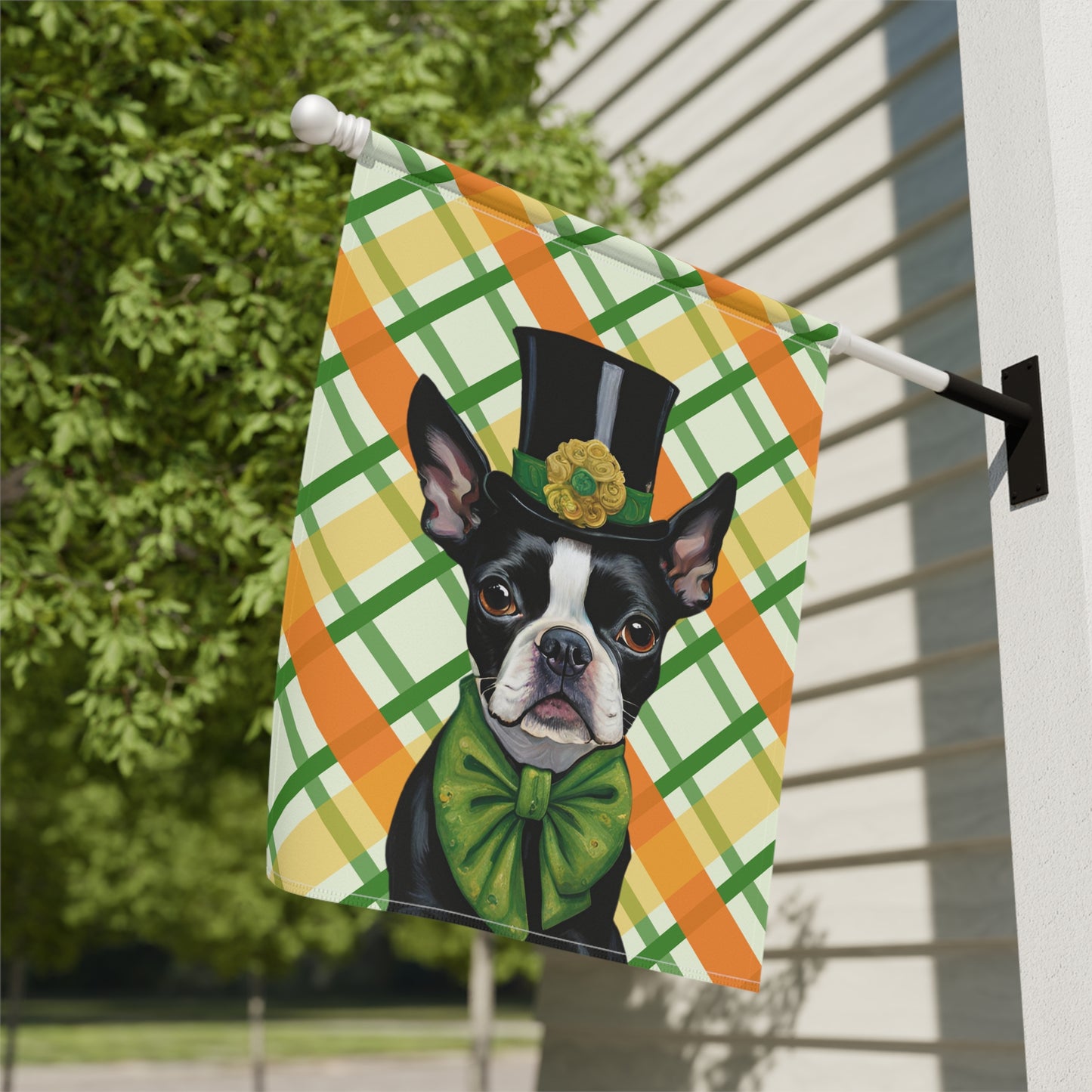 Boston Terrier St. Patrick's Day 2-Sided Garden & House Flag/Banner