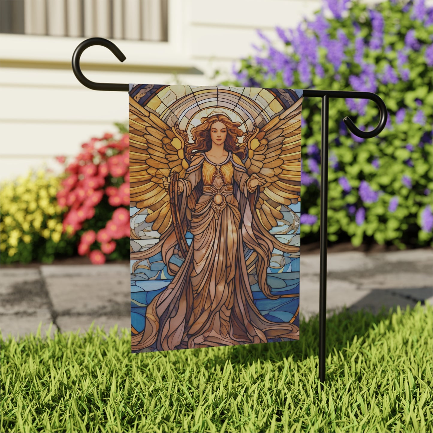 Stained Glass Angel(1) 2-Sided Garden & House Banner