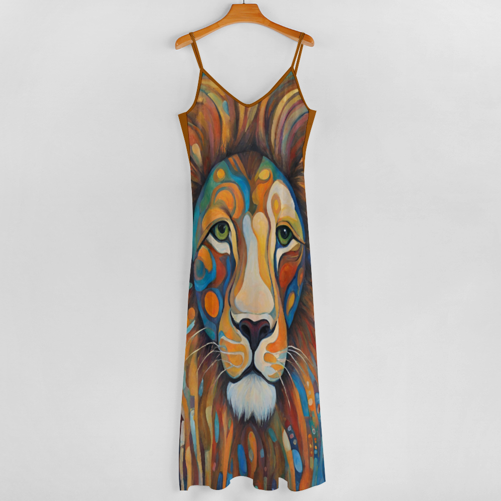Lion Art Women's Summer Fashion Maxi Slip Dress