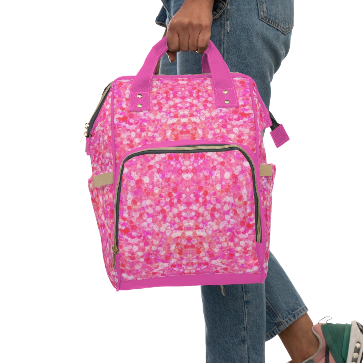 Poppin Pink Multifunctional Diaper Backpack