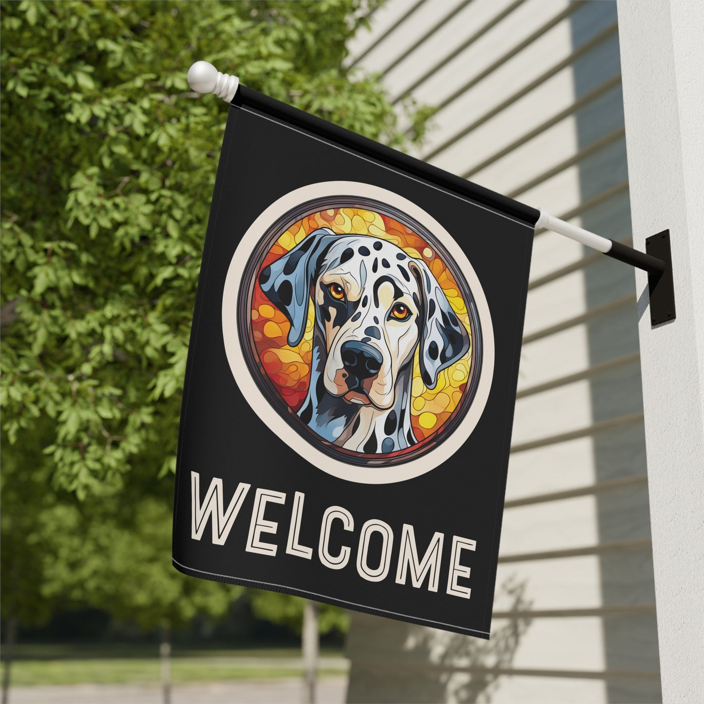 Dalmatian Welcome 2-Sided Garden & House Flag/Banner