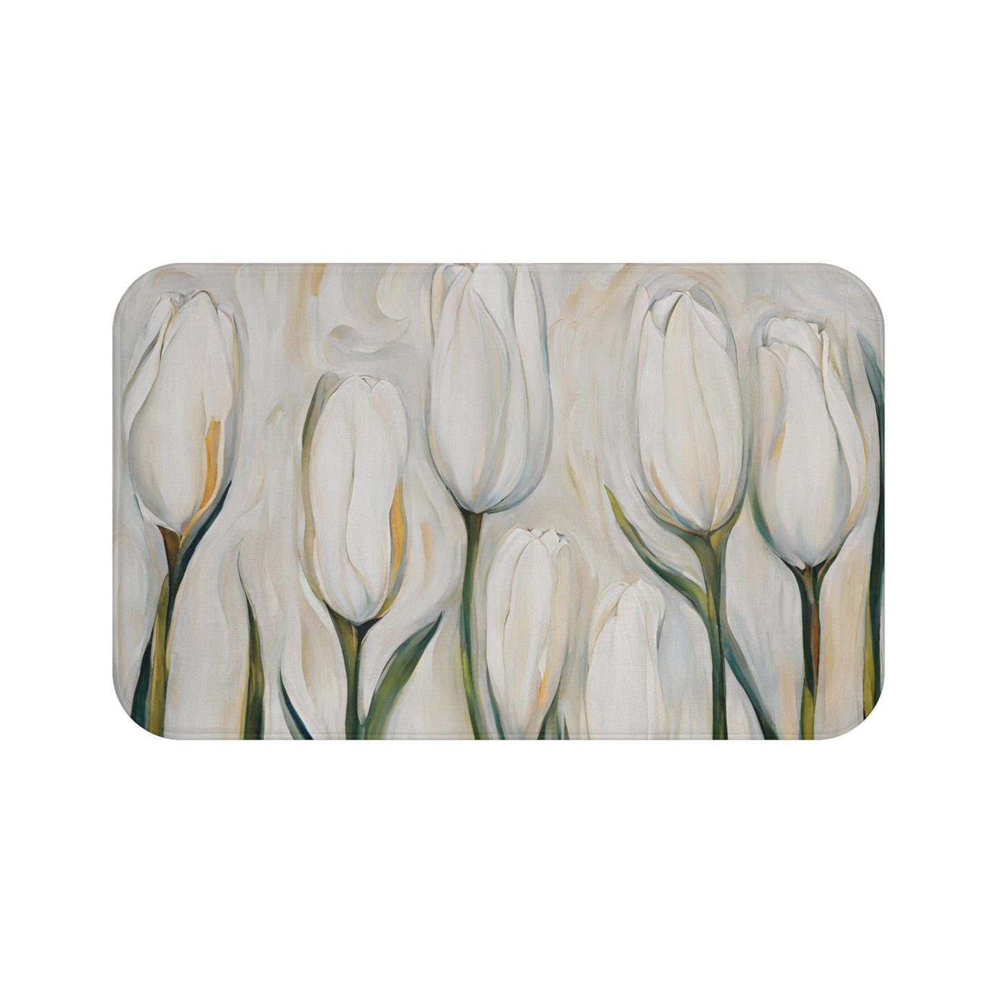 White Tulips Microfiber Bath Mat