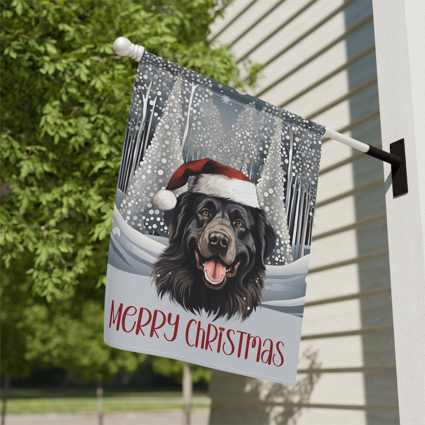 Newfoundland Merry Christmas 2-Sided Garden & House Flag/Banner