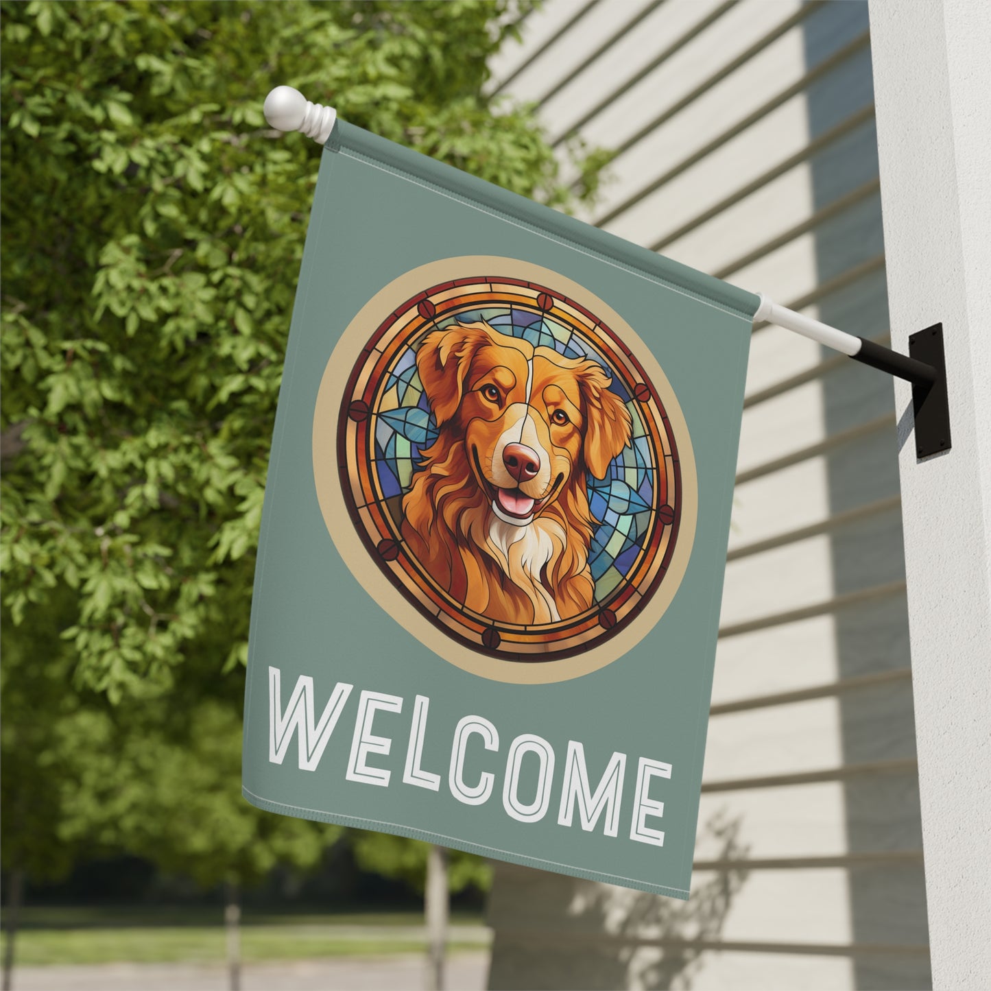 Nova Scotia Duck Tolling Retriever Welcome 2-Sided Garden & House Flag/Banner