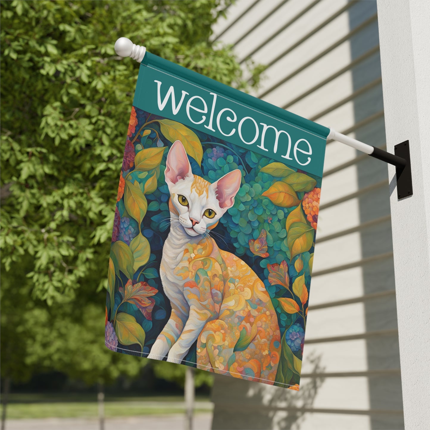 Devon Rex Welcome 2-Sided Garden & House Flag/Banner