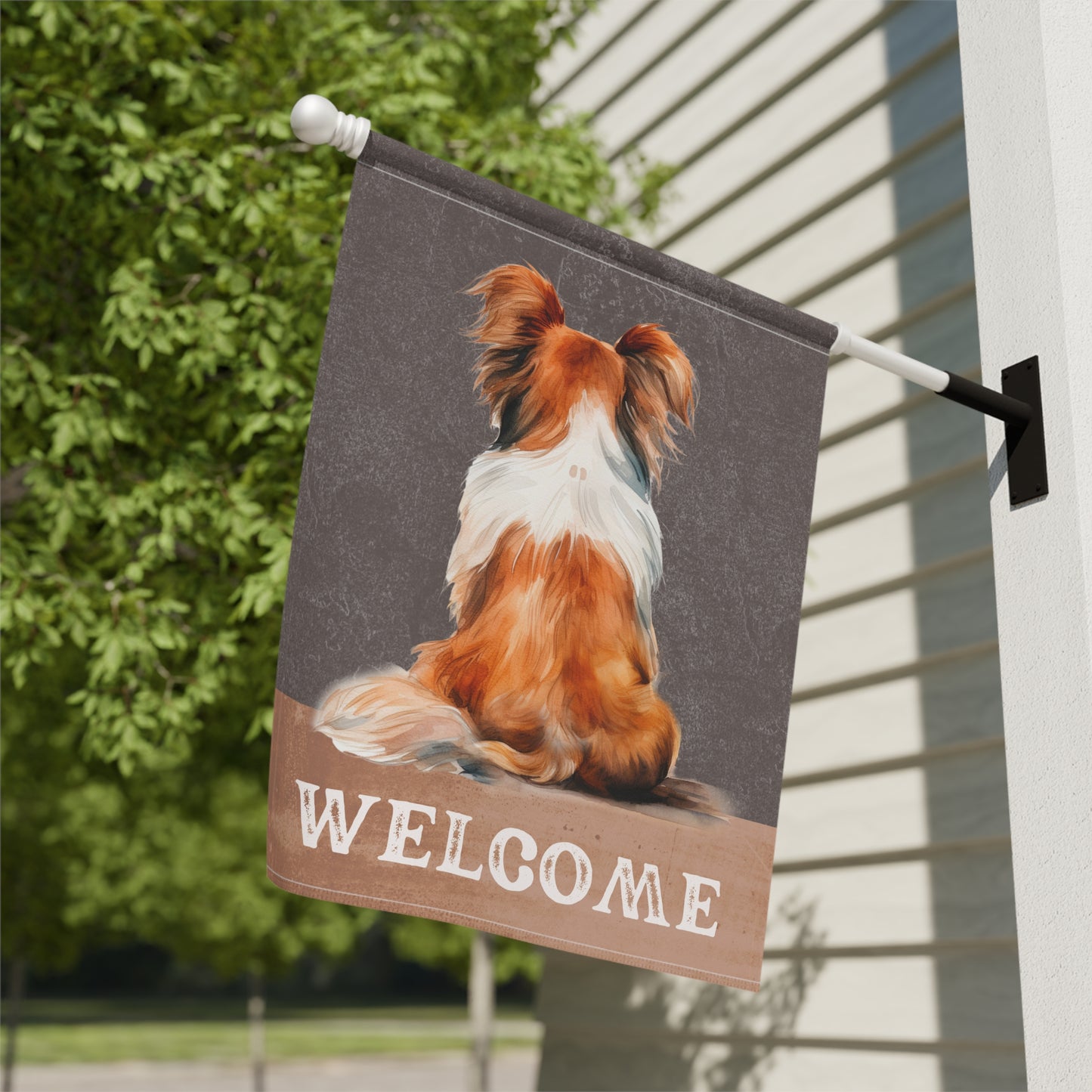 Papillon Welcome 2-Sided Garden & House Flag/Banner