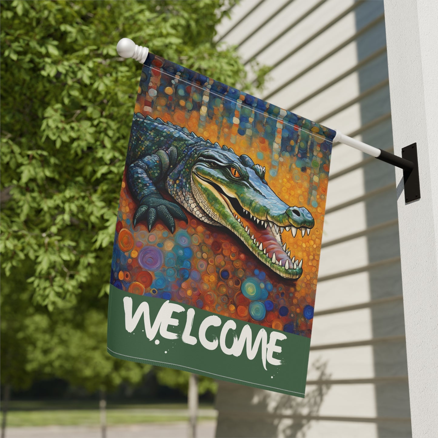 Alligator Welcome 2-Sided Garden & House Flag/Banner