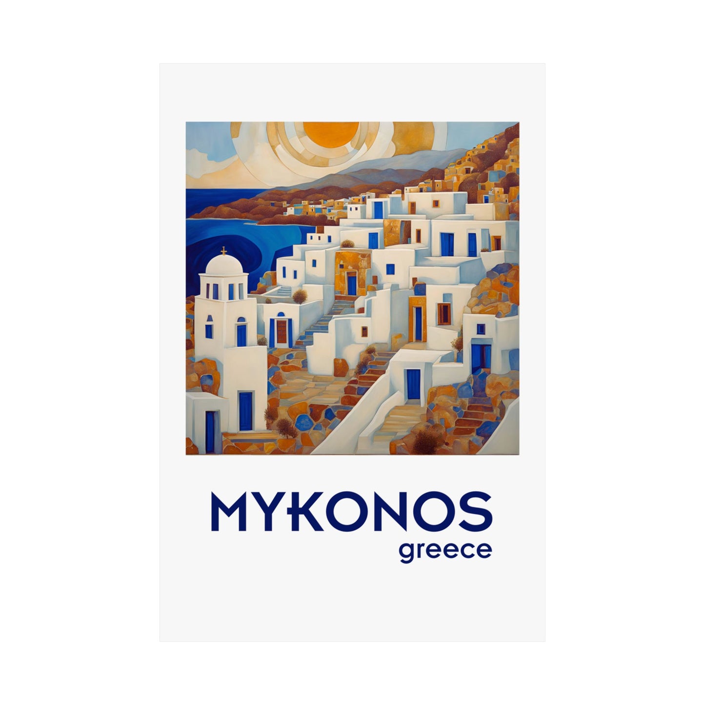 Mykonos Greece Travel Art Matte Poster