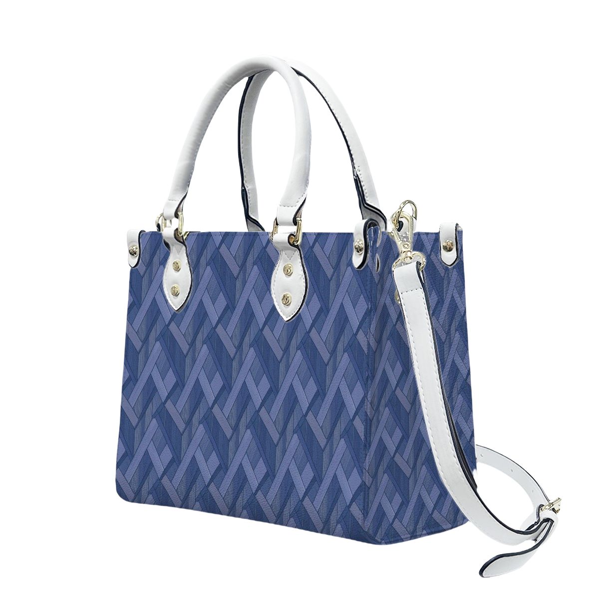 Blue Geometric Women's PU Leather Shoulder Handbag