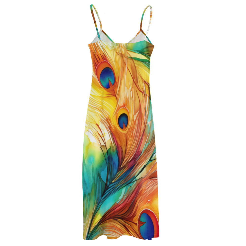 Peacock Women's Summer Fashion Maxi Slip Dress
