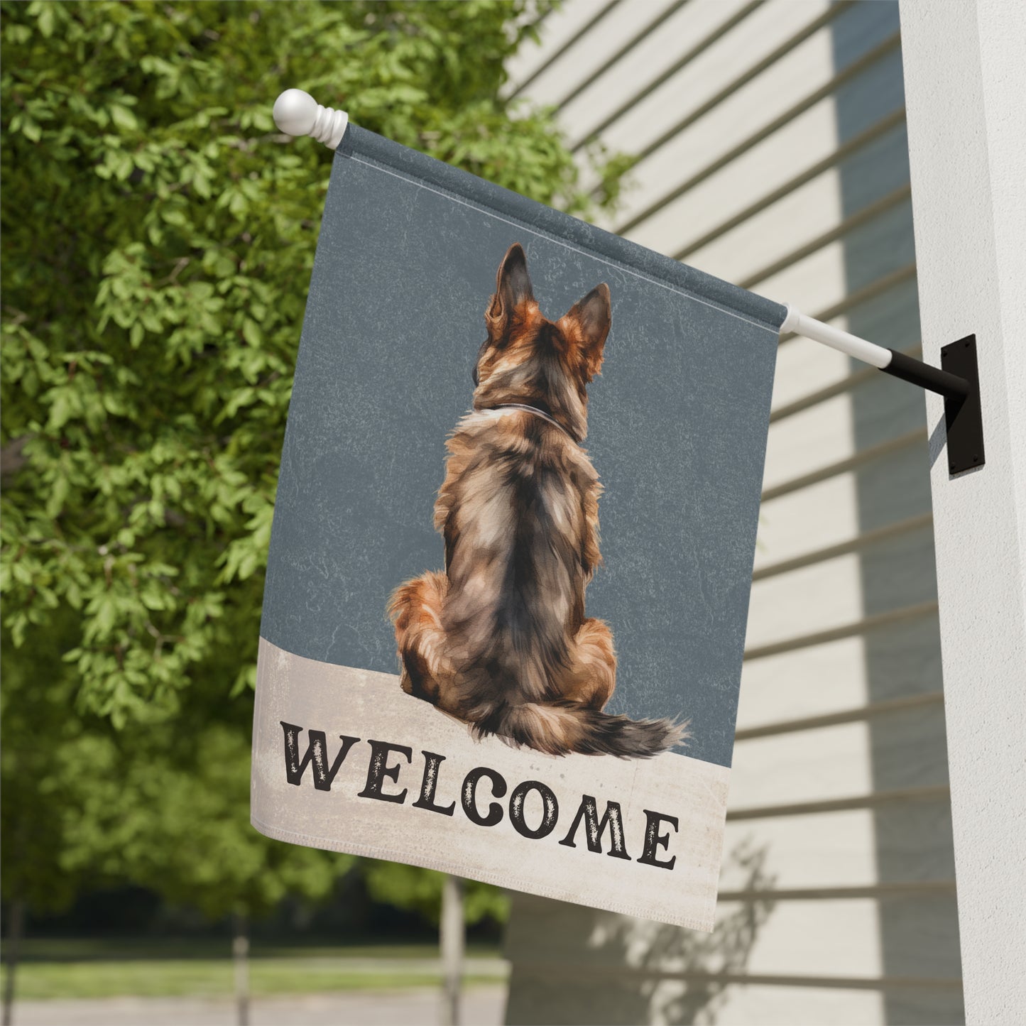 German Shepherd Welcome 2-Sided Garden & House Flag/Banner