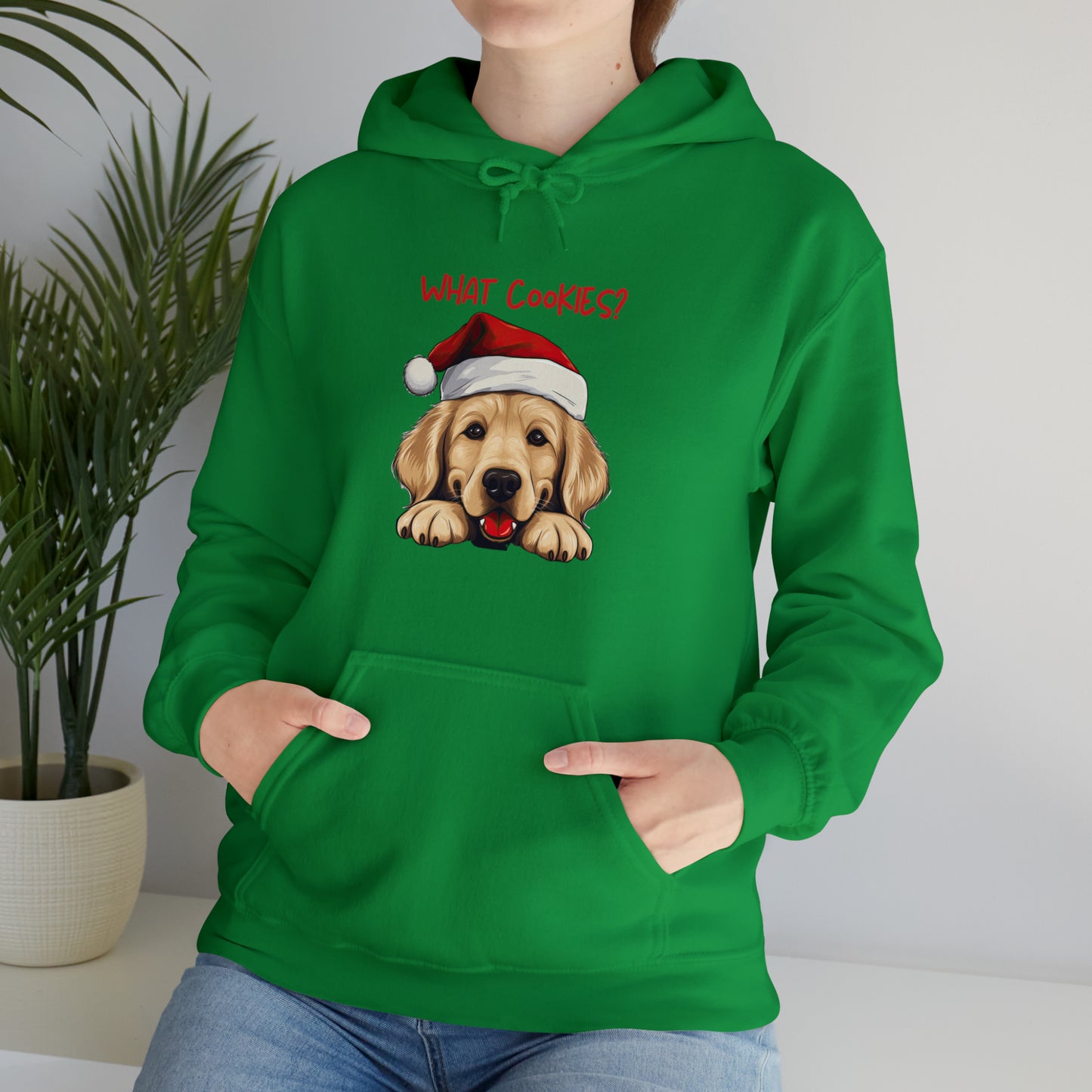 What Cookies? Golden Retriever in Santa Hat Unisex Heavy Blend™ Hooded Sweatshirt