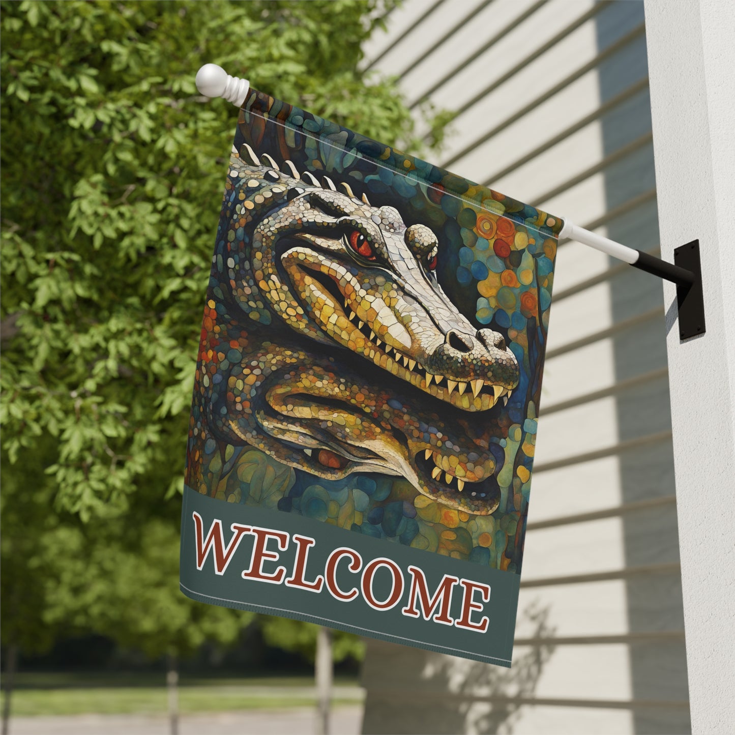 Alligator Welcome 2-Sided Garden & House Flag/Banner
