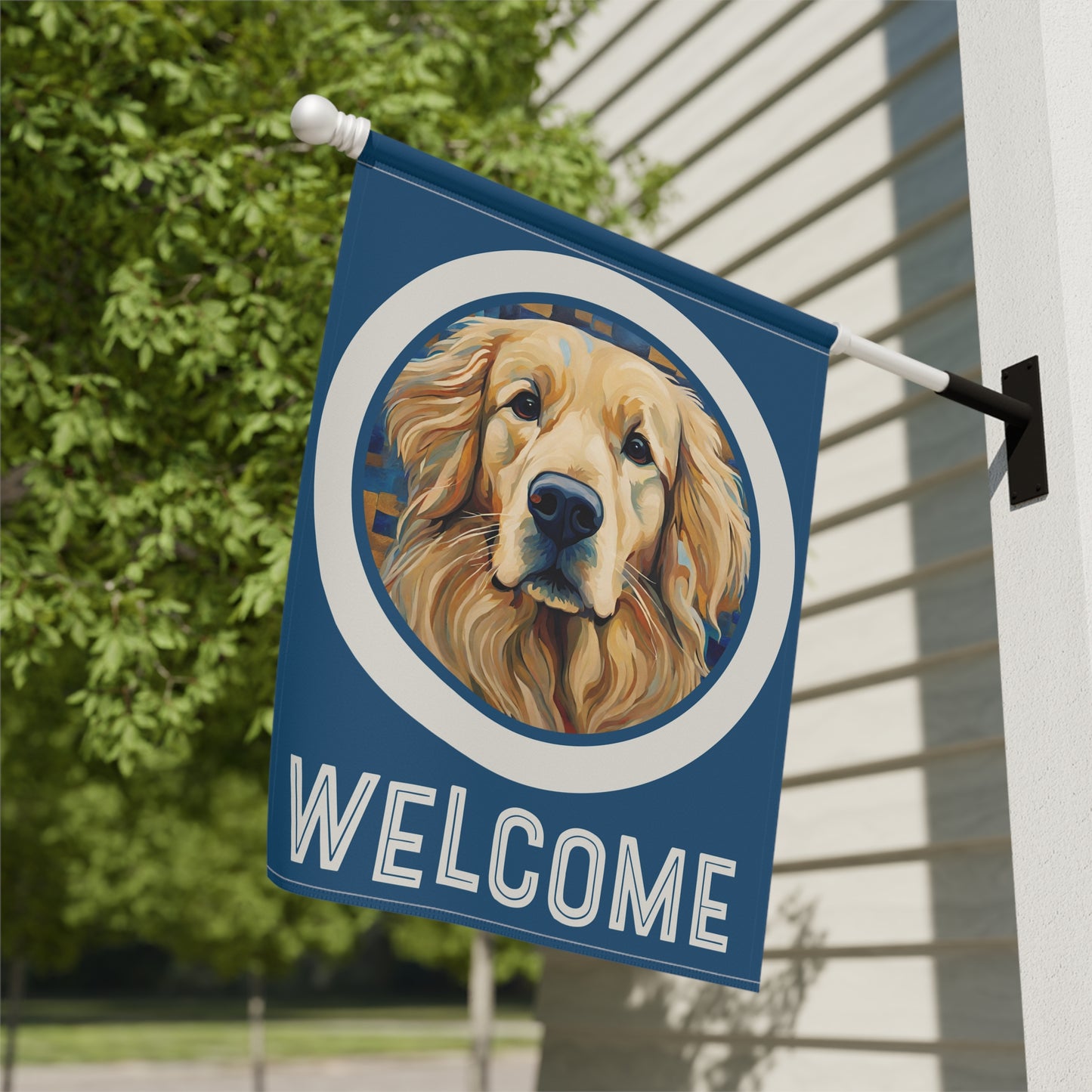 Golden Retriever Welcome 2-Sided Garden & House Flag/Banner