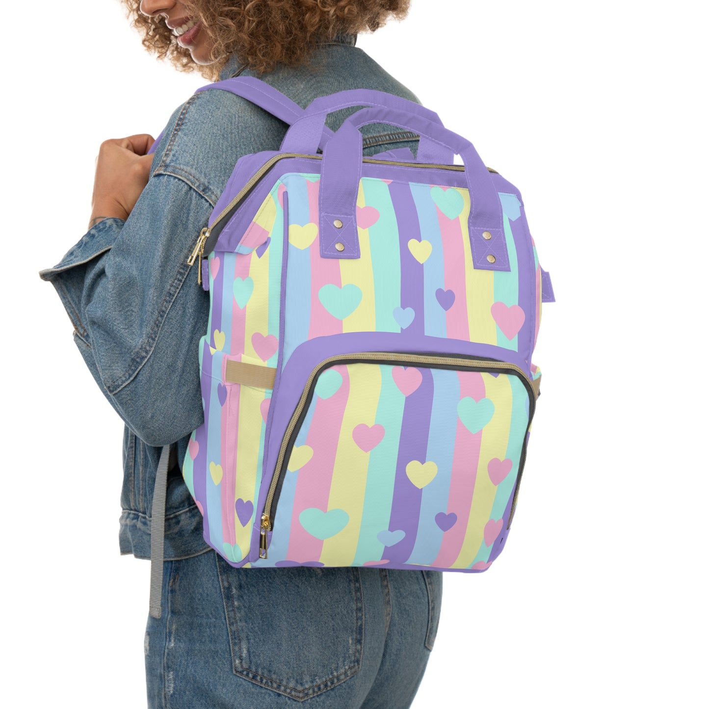Pastel Hearts Multifunctional Diaper Backpack
