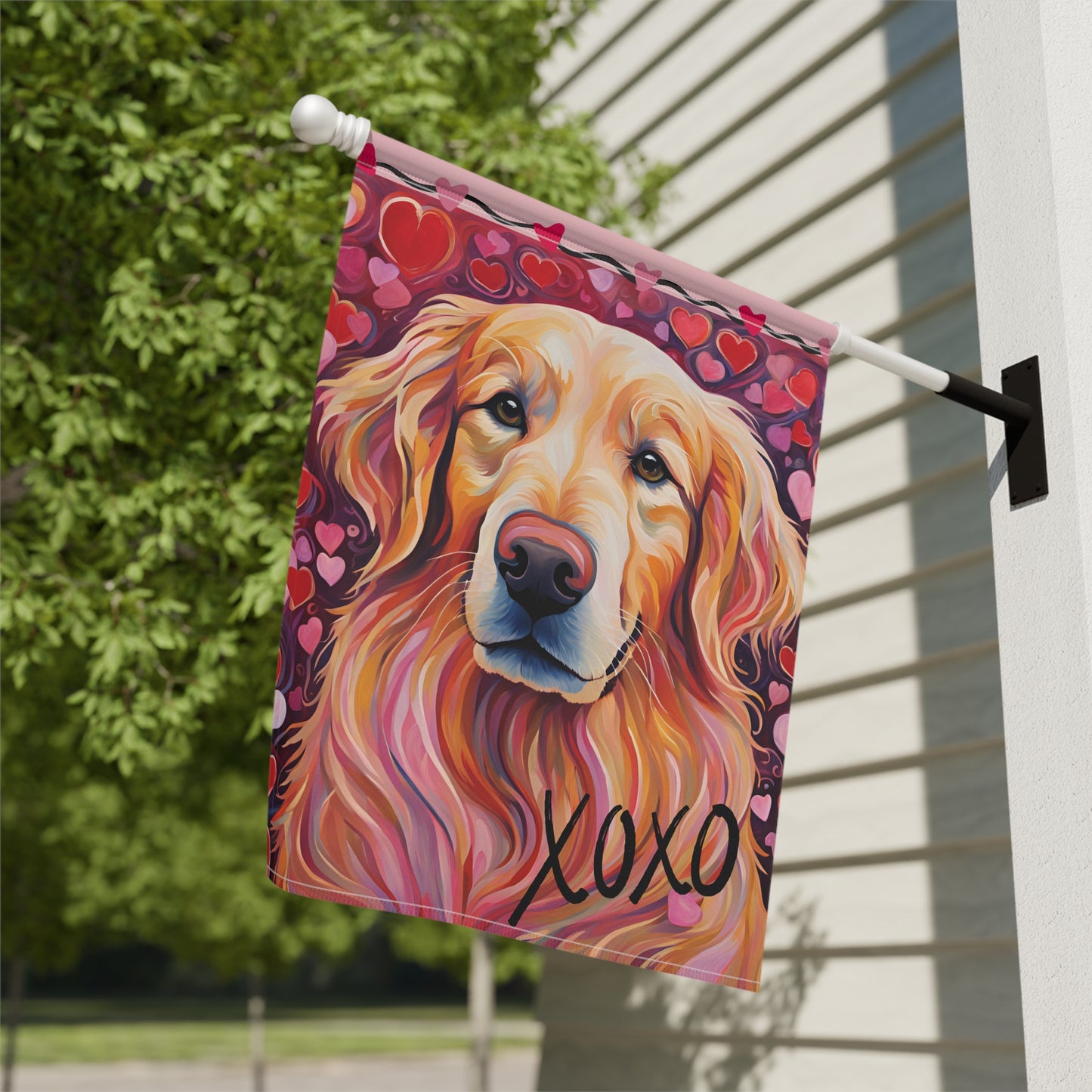 Golden Retriever Valentine 2-Sided Garden & House Flag/Banner