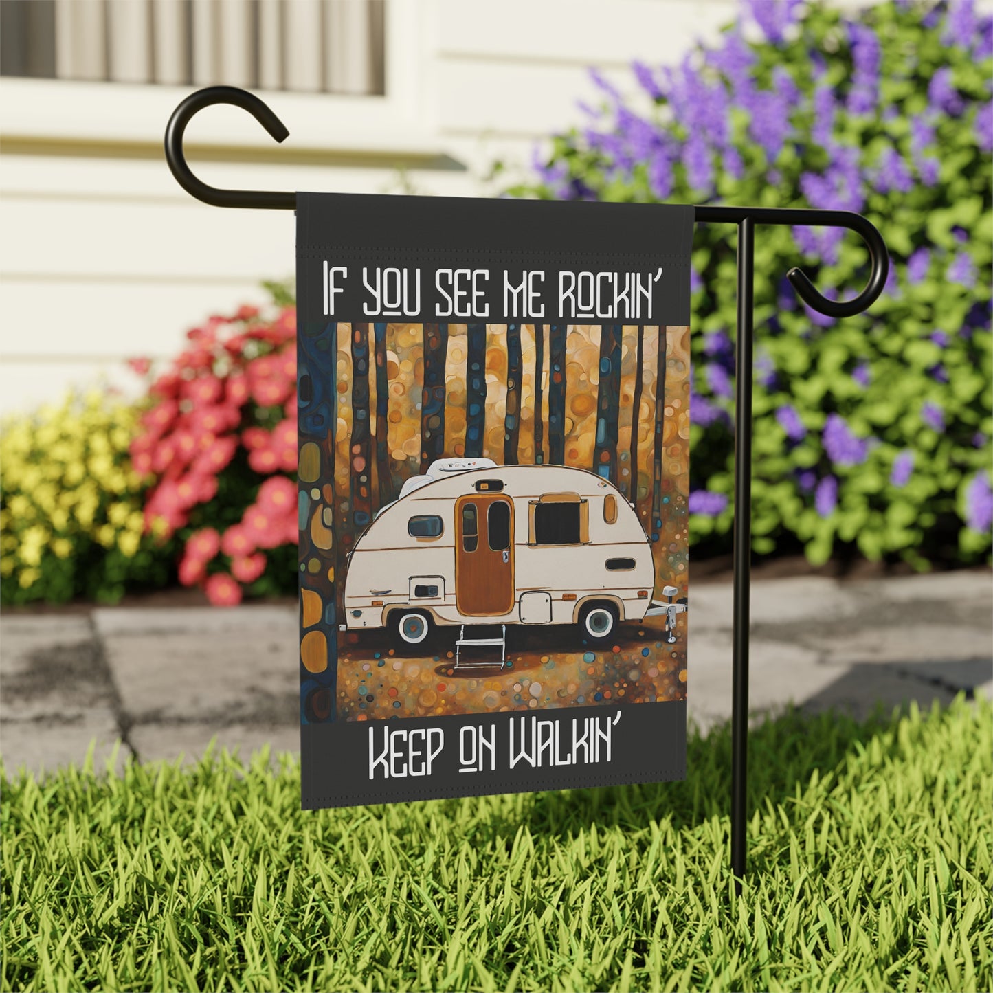 If You See Me Rockin' Camper Humor 2-Sided Garden & House Flag/Banner