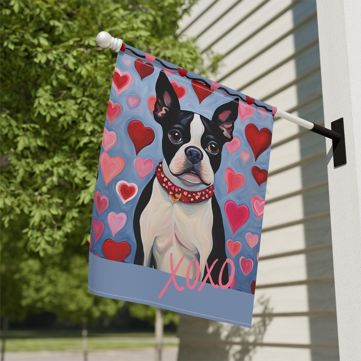 Boston Terrier Valentine 2-Sided Garden & House Flag/Banner