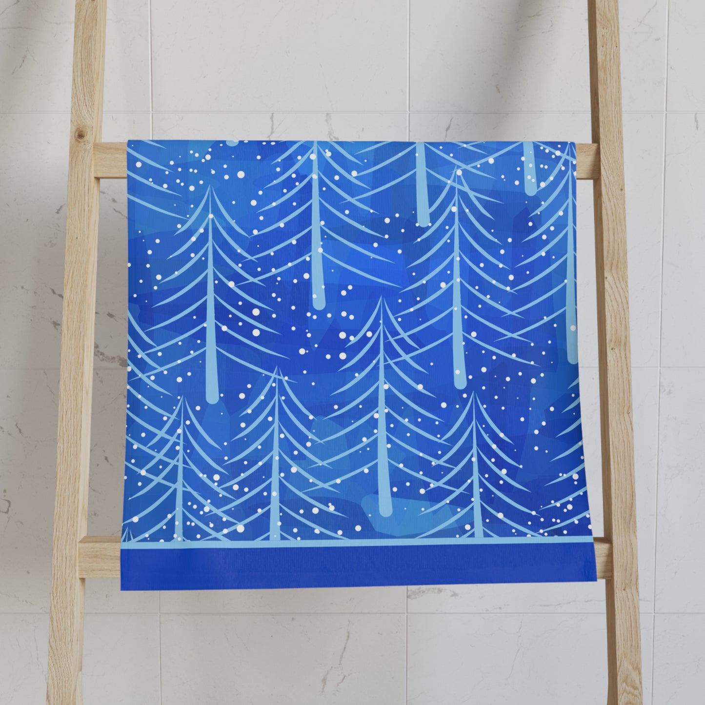 Blue Christmas Trees Hand Towel