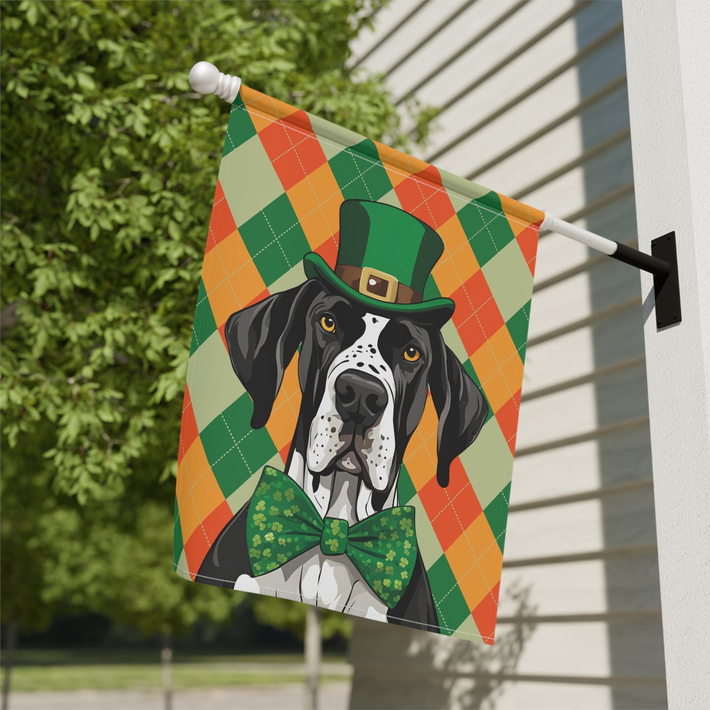 Great Dane St. Patrick's Day 2-Sided Garden & House Flag/Banner