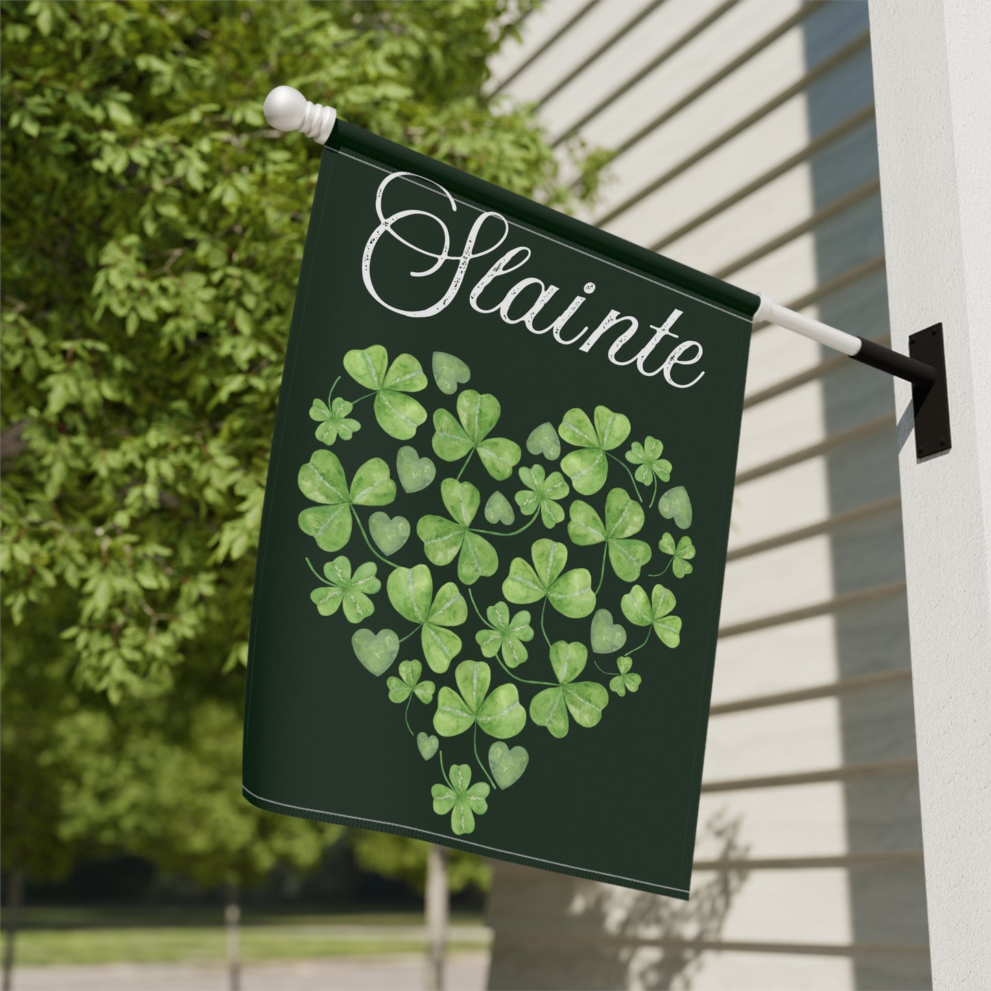 Slainte Shamrock Heart St. Patrick's Day 2-Sided Garden & House Flag/Banner
