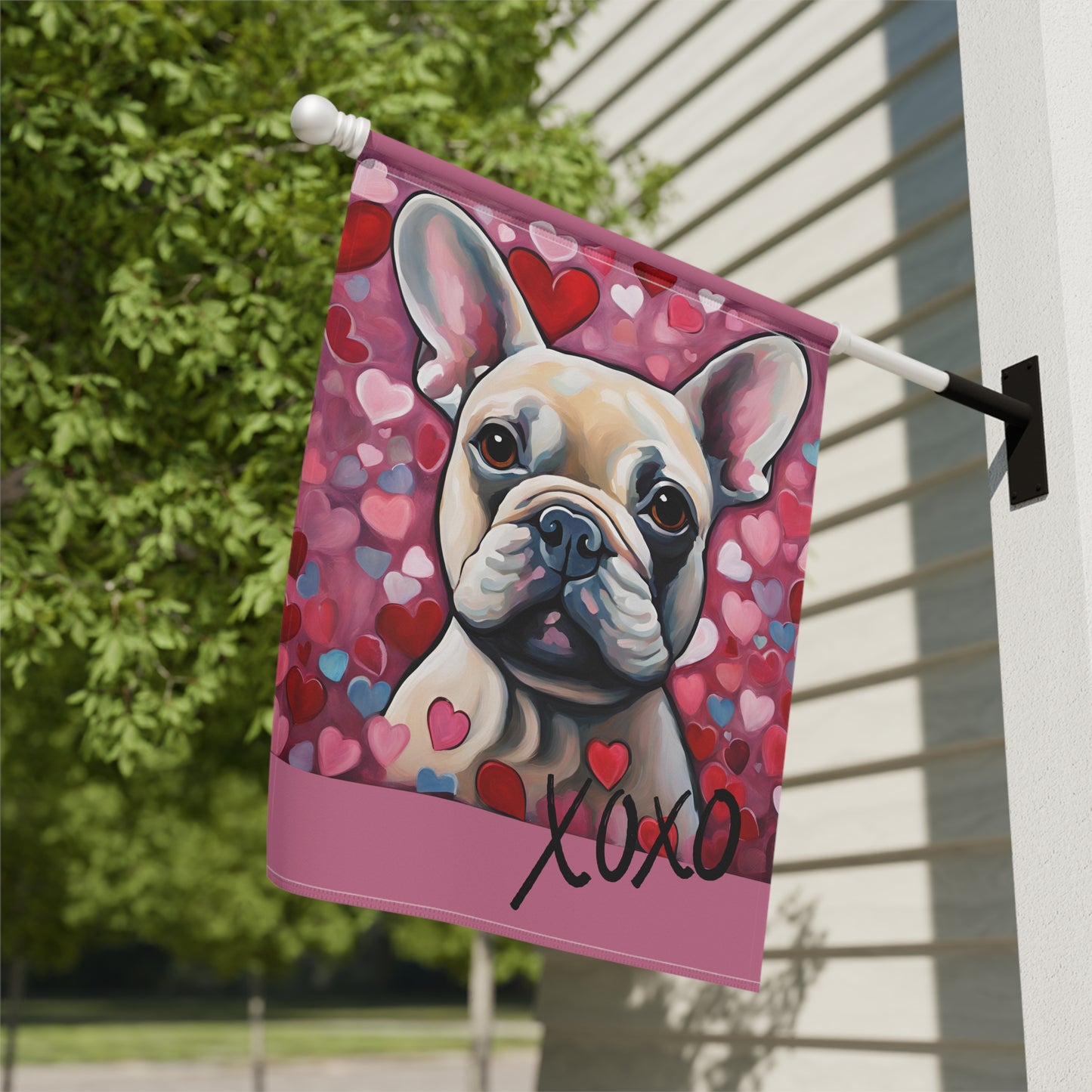 French Bulldog Valentine 2-Sided Garden & House Flag/Banner