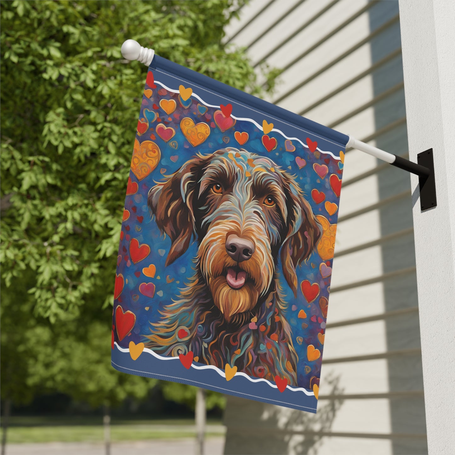 German Wirehaired Pointer Valentine 2-Sided Garden & House Flag/Banner