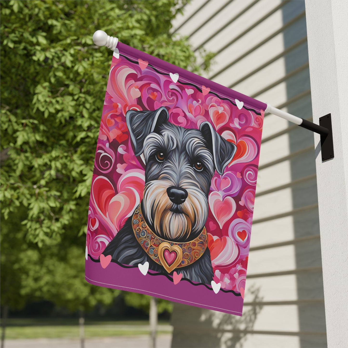 Miniature Schnauzer Valentine 2-Sided Garden & House Flag/Banner