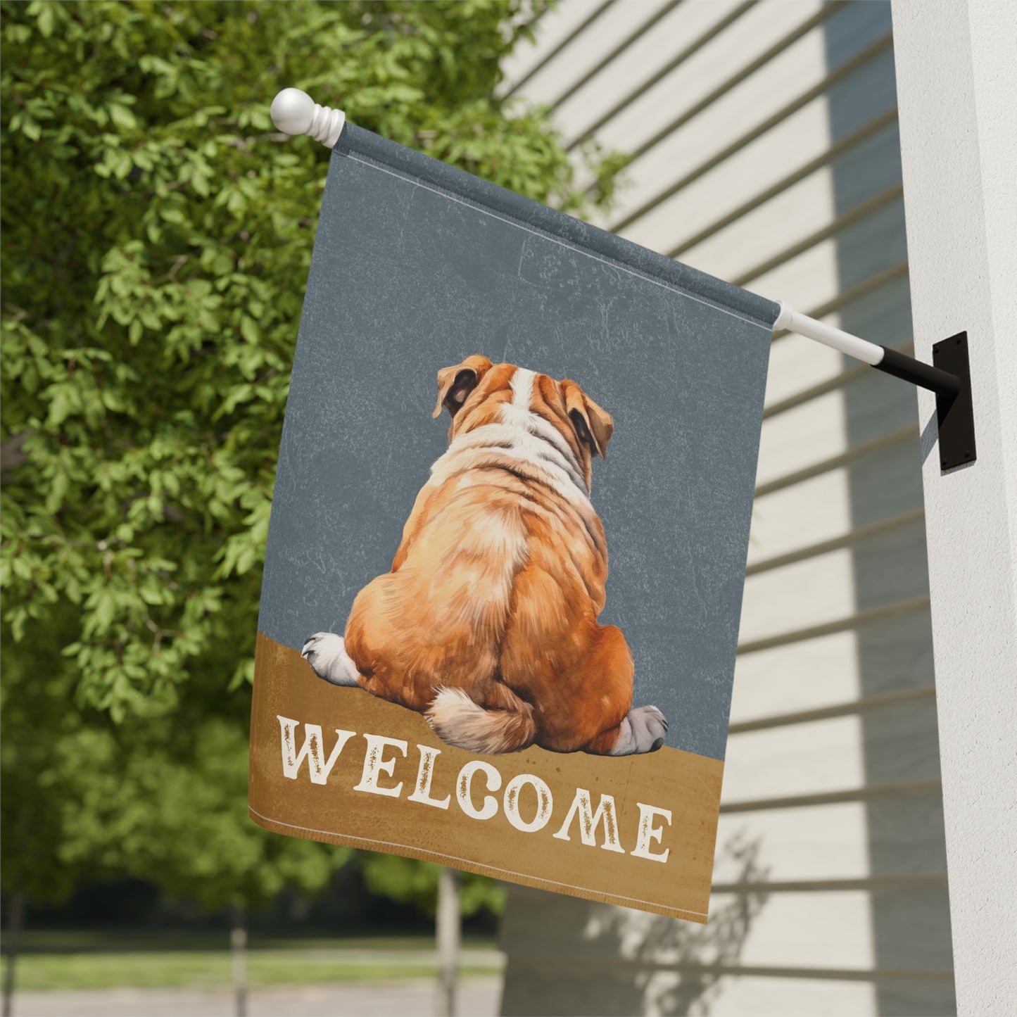 English Bulldog Welcome 2-Sided Garden & House Flag/Banner