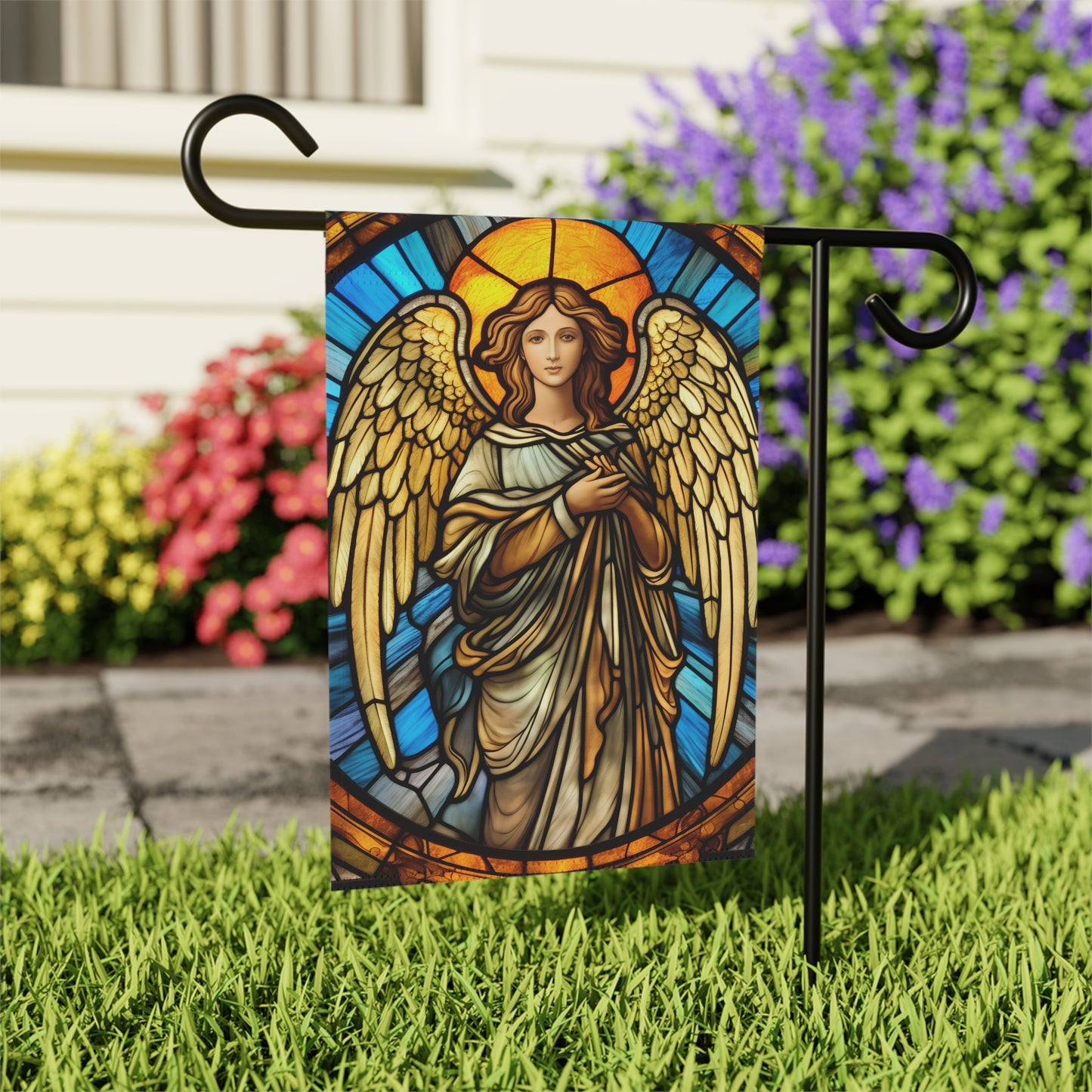 Stained Glass Angel(4) 2-Sided Garden & House Banner