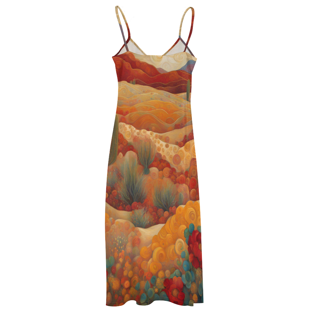 Desert Blooms Women's Summer Fashion Maxi Slip Dress