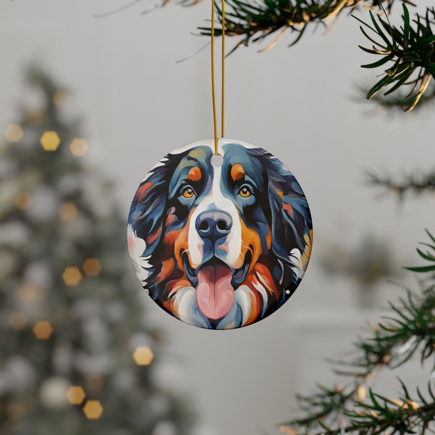 Bernese Mountain Dog 3" Ceramic Ornaments, 2-Side Print, (1pc, 10pcs)