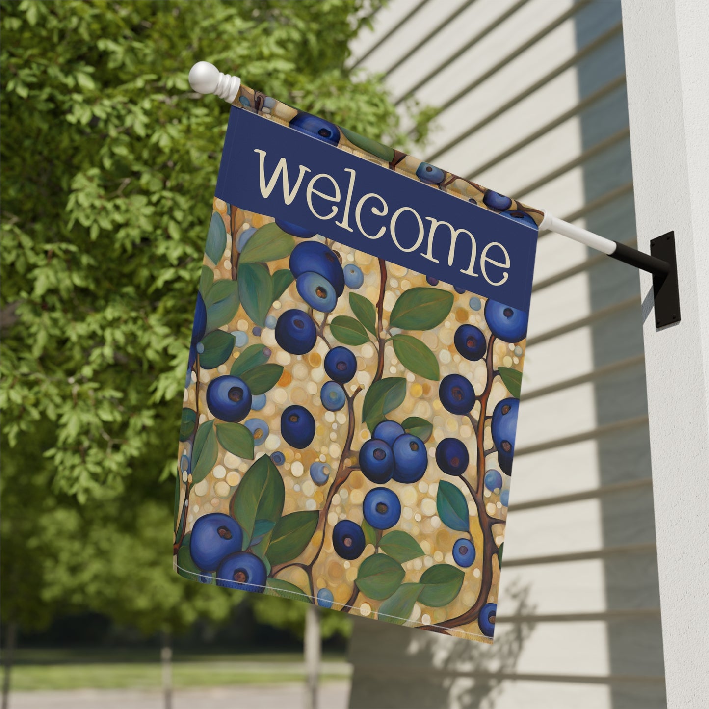 Blueberries Welcome 2-Sided Garden & House Flag/Banner