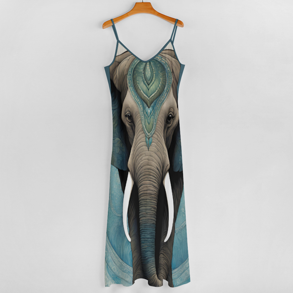Elephant Charm Women's Summer Fashion Maxi Slip Dress